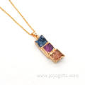 Fashion Jewelry Gilding Three Color Crystal Cluster Necklace with Gold Chain